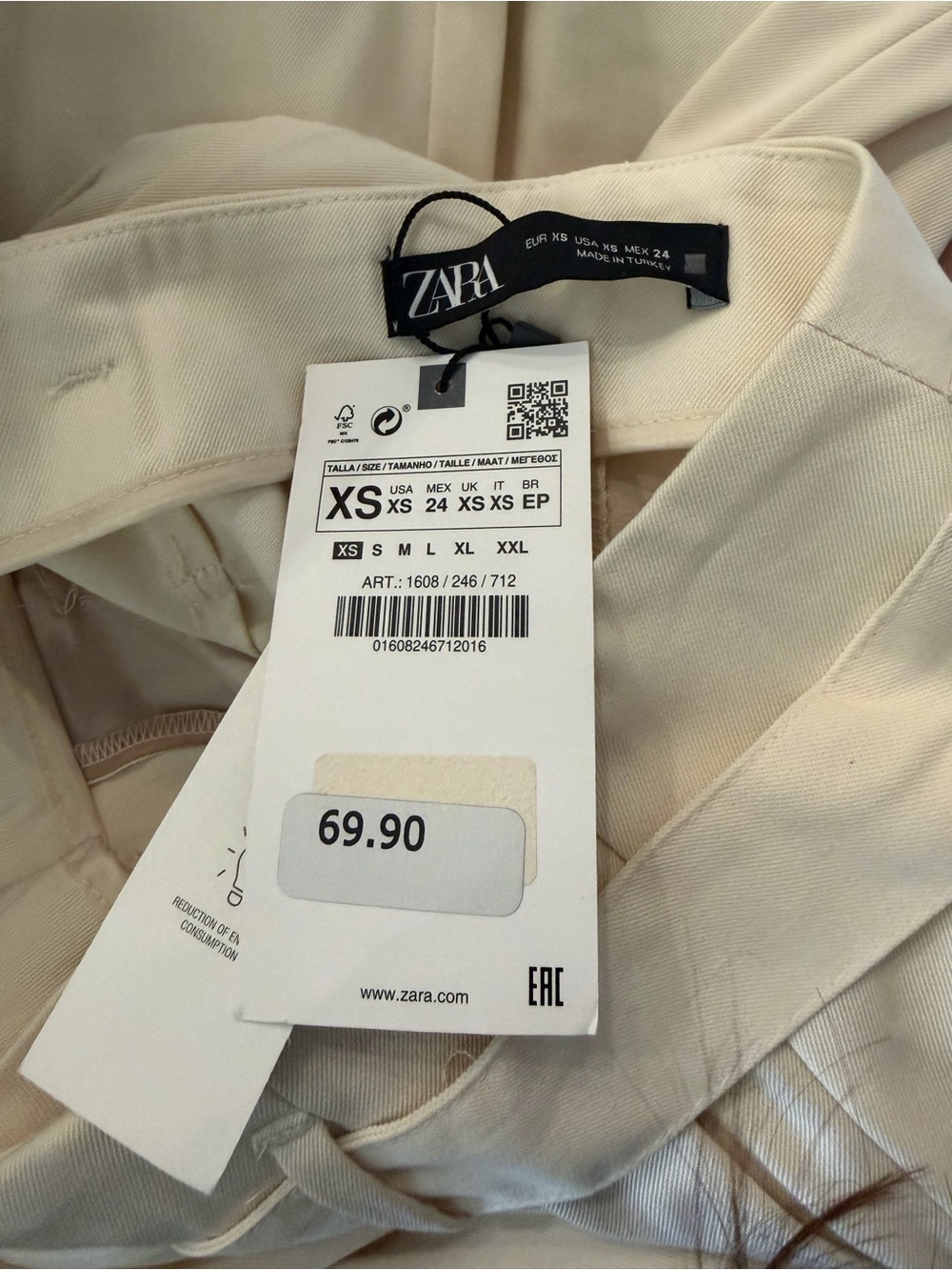 Zara Cream Lightweight Dress Pants XS